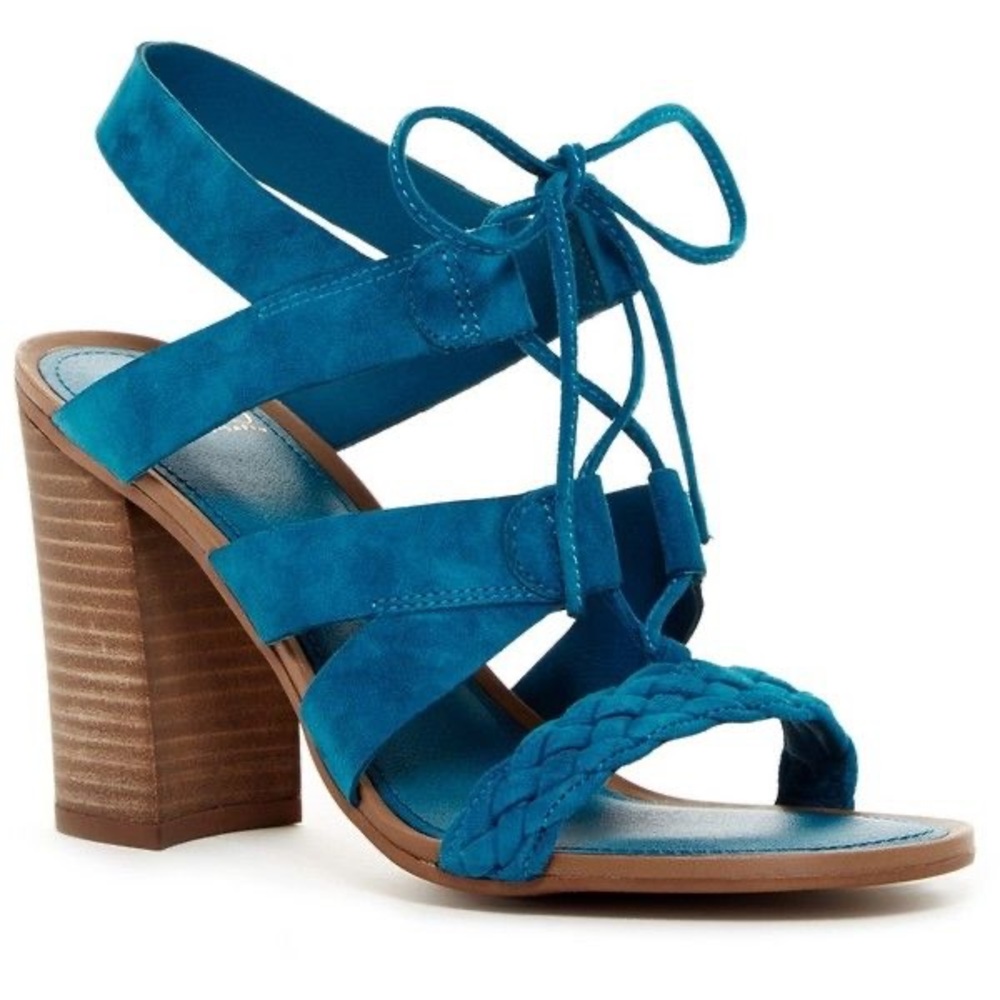 Franco Sarto NEW Sierra Braided 7 Teal Heel Stap